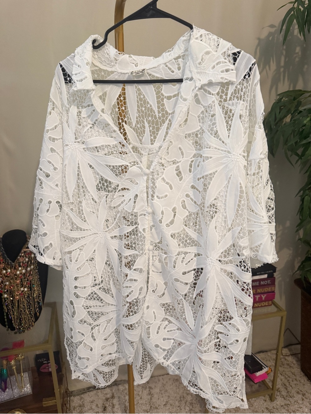 Free People La Vida White Crochet Resort Set XL Beach Club Cover-Up - Picture 7 of 14